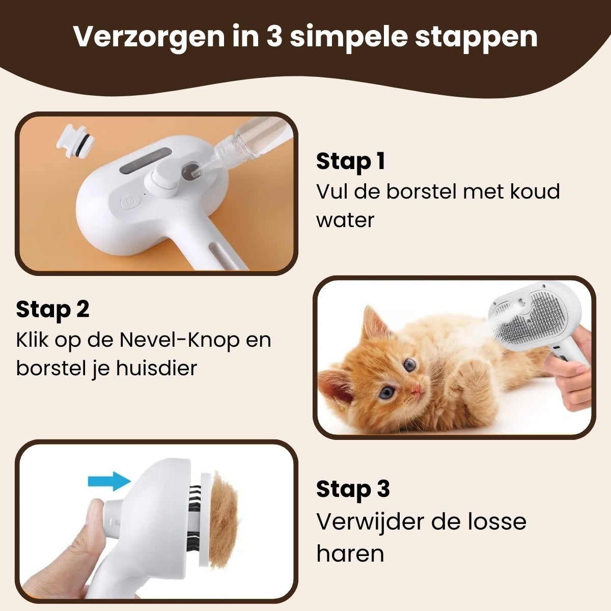PetSteam pro | Vachtverzorgings Borstel