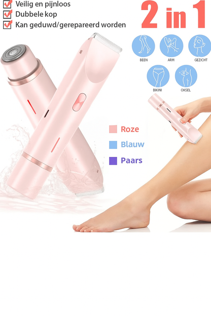 2-in-1 Dames Trimmer – Veilig, Pijnloos & Oplaadbaar