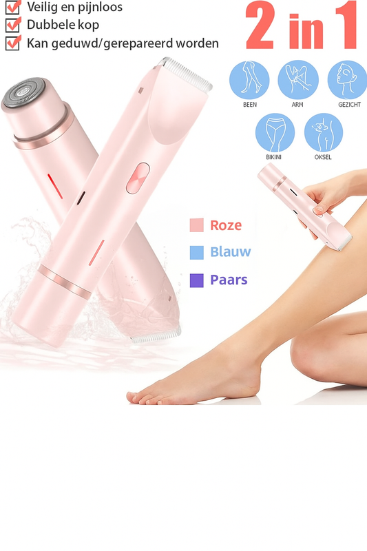2-in-1 Dames Trimmer – Veilig, Pijnloos & Oplaadbaar